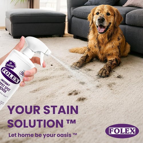 Folex Instant Carpet Spot Remover 128 oz - Powerful Stain Eliminator for Carpets & Upholstery - Includes Reusable Cleaning Cloth
