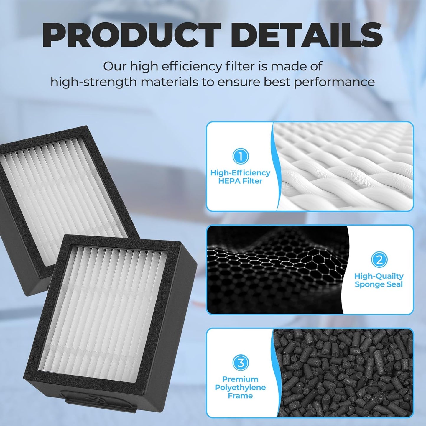 Roomba Filter Replacement - High Efficiency 6-Pack for E, I & J Series | Includes Cleaning Brush