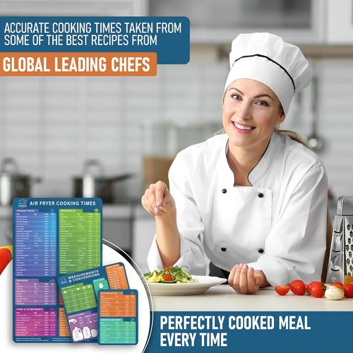Air Fryer Cheat Sheet Magnets - Essential Cooking Guide for Beginners | Magnetic Quick Reference (3 Pack)