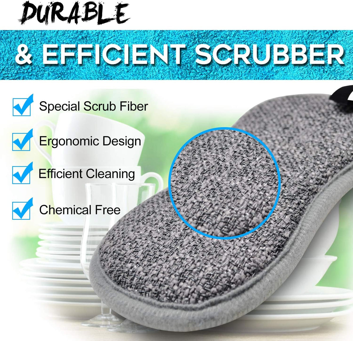 Skiennix Dual-Sided All-Purpose Sponges - Non-Scratch Kitchen Dish Cleaning Set | Soft Microfiber, 6-Pack