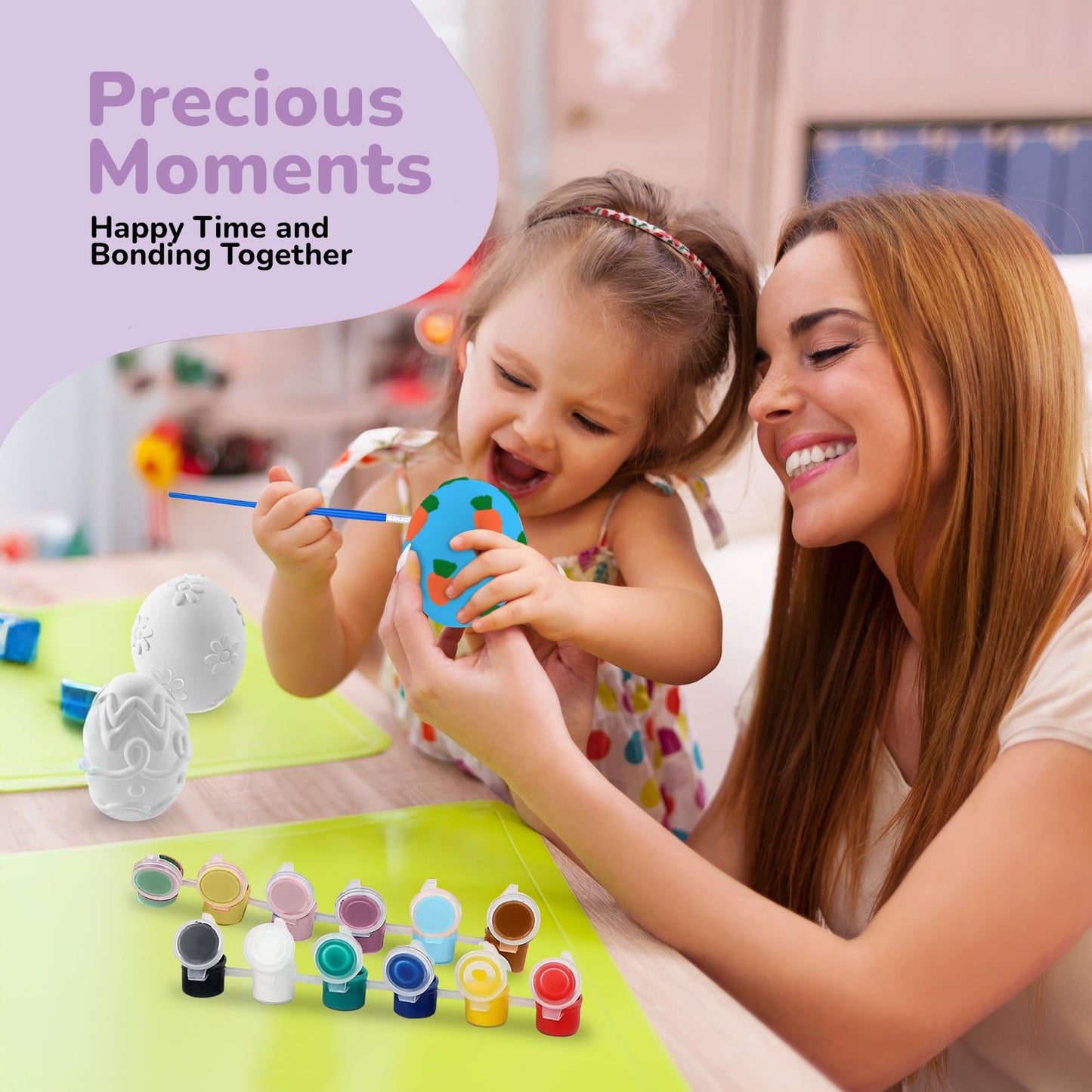 ArtCreativity 3D Easter Egg Painting Kit - Easter Craft Kit Includes Molds, Paint, Brushes for Kids & Adults - Ceramic Plaster Painting Kit - DIY Gifts for Spring - Basket Stuffers