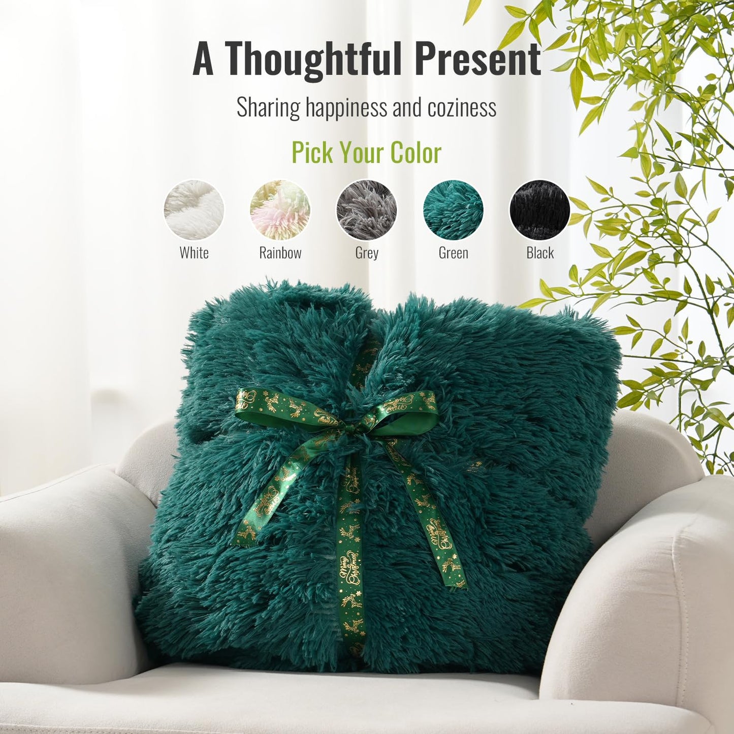 Uttermara Faux Fur Weighted Blanket Twin Size 15 Pounds, 48" x 72" Sherpa Heavy Blanket Throw for Couch Sofa Bed, Super Plush Fleece & Warm Cozy Sherpa Reverse for Calming and Relax, Forest Green