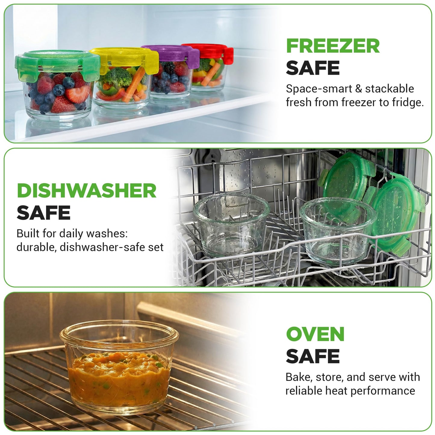 NutriChef 24-Piece (12 Glass Food Storage Containers and 12 Lids), 4.48oz Mini Stackable Meal Prep Round Containers - Microwave, Freezer, & Dishwasher Safe For Food, Snacks, Fruits, Nuts & More