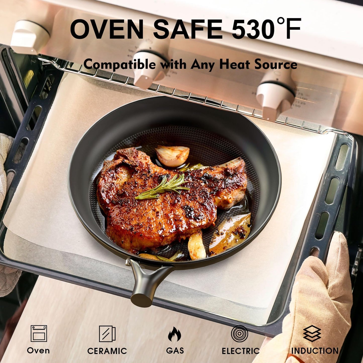 LAMFO 10" Cast Iron Skillets, Nonstick Frying Pans with Detachable Handle, Oven & Dishwasher Safe, Works with All Gas, Electric and Induction Stoves for Men and Women
