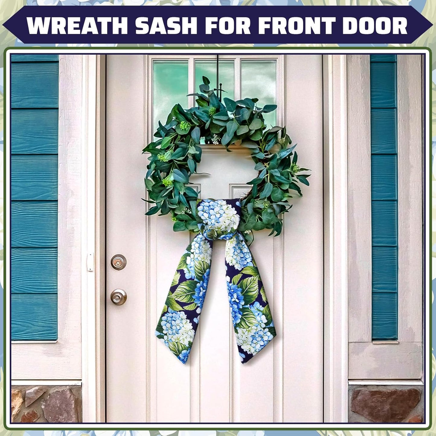 Skiennix Wreath Sash - Satin Blank Sashes for Embroidery | Indoor/Outdoor Home Decor (Blue, Green)