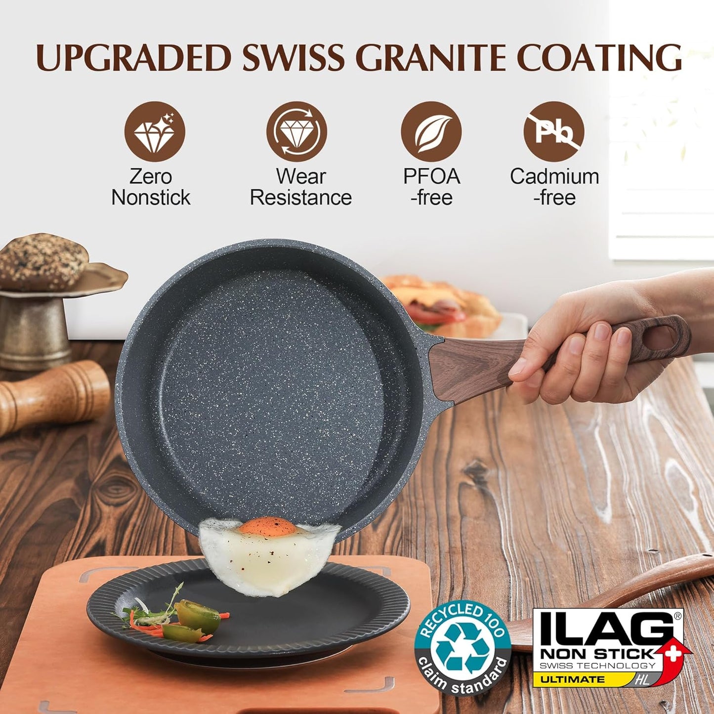 SENSARTE Nonstick Saucepan & Stock Pot Set - 1.5 QT Saucepan & 4.5 QT Casserole Pot with Lids
