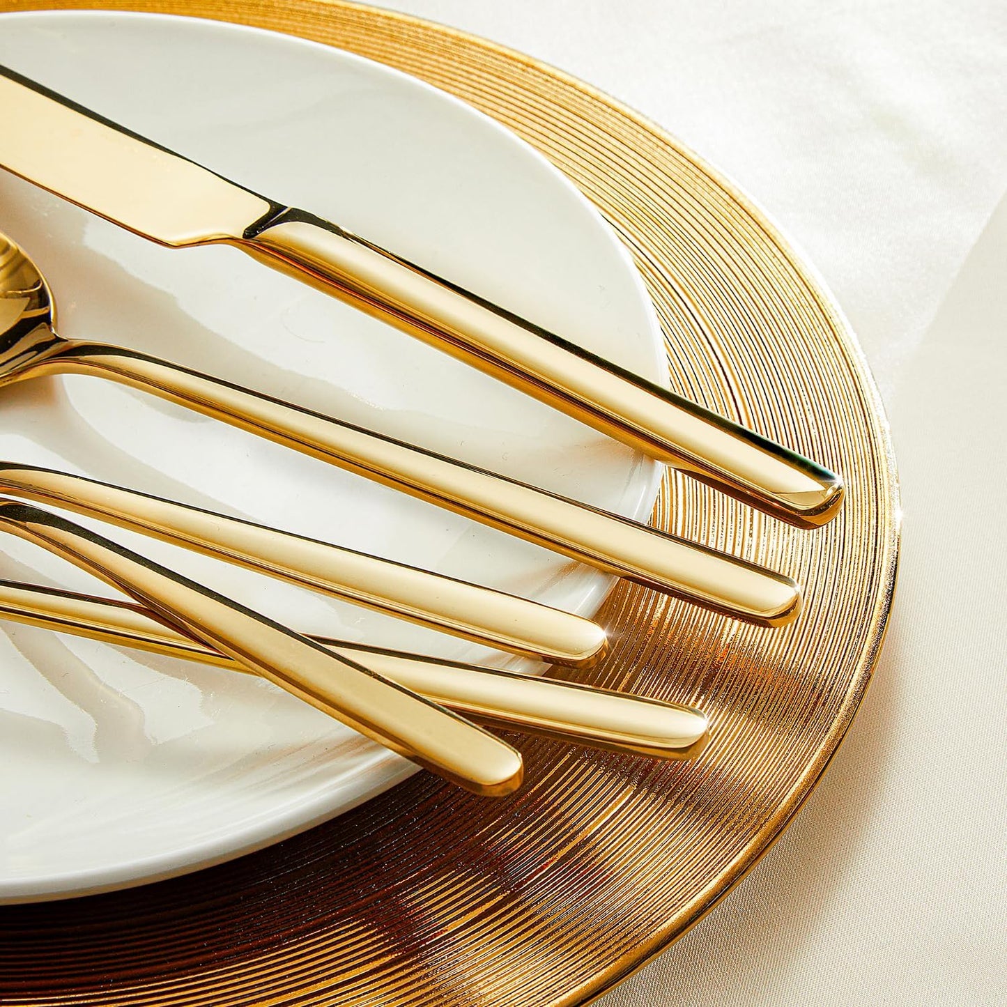 KINGSTONE 20-Piece Gold Silverware Set - 18/10 Stainless Steel, Mirror Polished, Dishwasher Safe for Home & Events