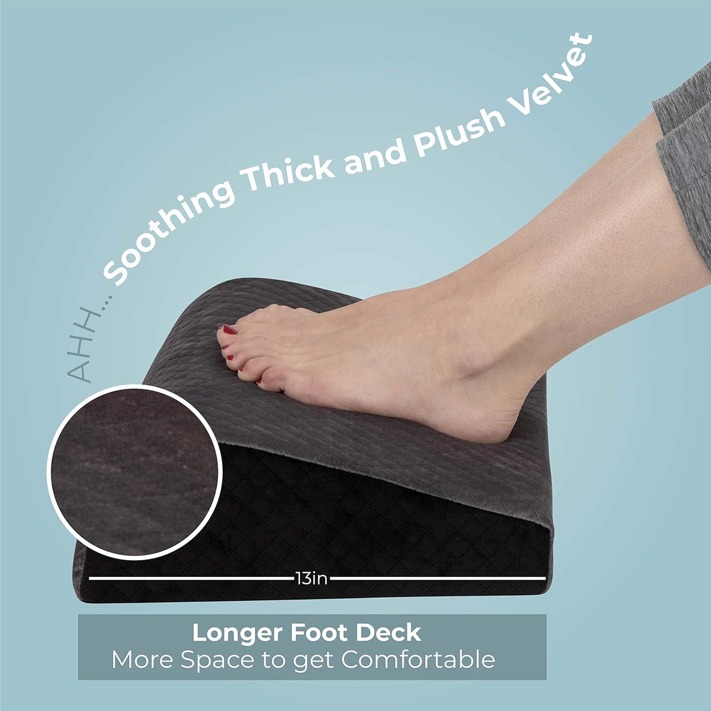 Kölbs Office Foot Rest - Plush Velvet Memory Foam for Ultimate Comfort | Ergonomic Teardrop Design