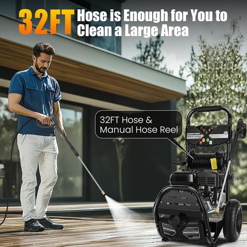 **MaxPSI 4200 Gas Pressure Washer - 4.0 GPM High Power Cleaning Machine with 32ft Hose & 5 Nozzles**