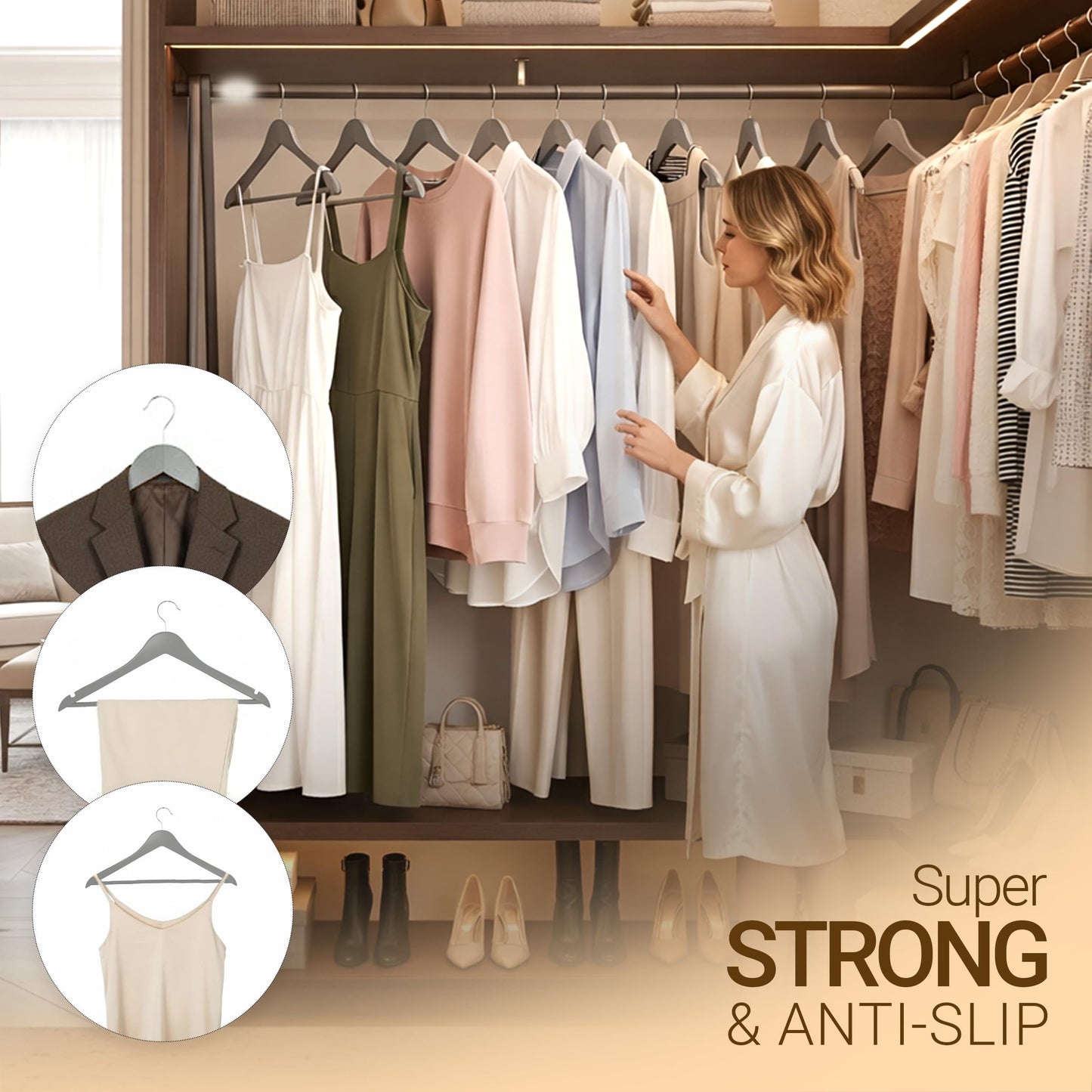 Utopia Home Premium Wooden Hangers 20 Pack - Durable & Slim Coat Hanger - Suit Hanger with 360-Degree Rotatable Hook - Wood Hangers with Shoulder Grooves (Grey Color)
