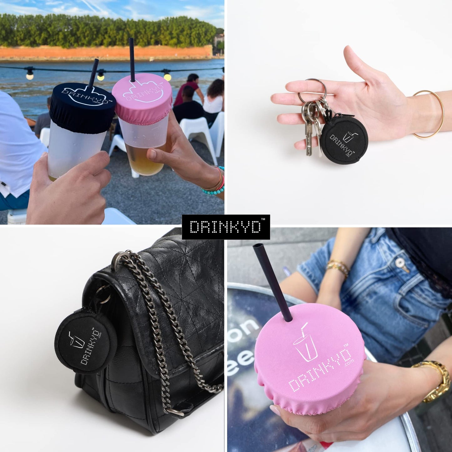 DRINKYD™ The Drink Cover for Alcohol Protection and Spiking Prevention - Washable & Reusable w/Keychain (1 Pack, Pink)