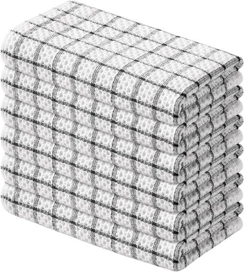 Homaxy 100% Cotton Kitchen Towels - Super Soft & Absorbent 6 Pack | 15 x 25 Inches, Black Check Design