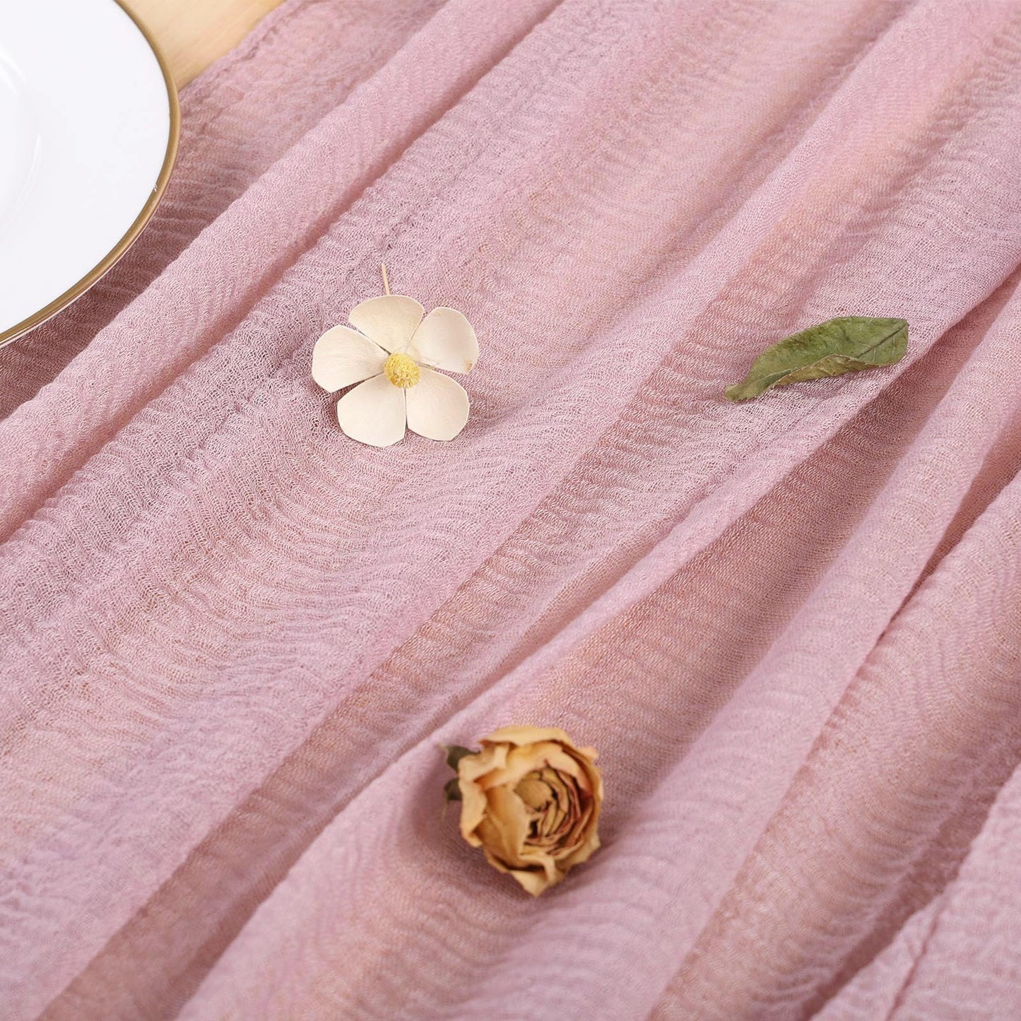 SAJOO 13ft Dusty Pink Cheesecloth Table Runner 35x157 Inches Boho Gauze Cheese Cloth Table Runner for Wedding Baby Bridal Shower Party Decorations