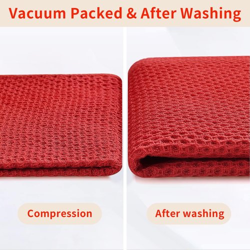 Homaxy 100% Cotton Waffle Weave Kitchen Dish Cloths, Ultra Soft Absorbent Quick Drying Dish Towels, 12 x 12 Inches, 12-Pack, Brick Red