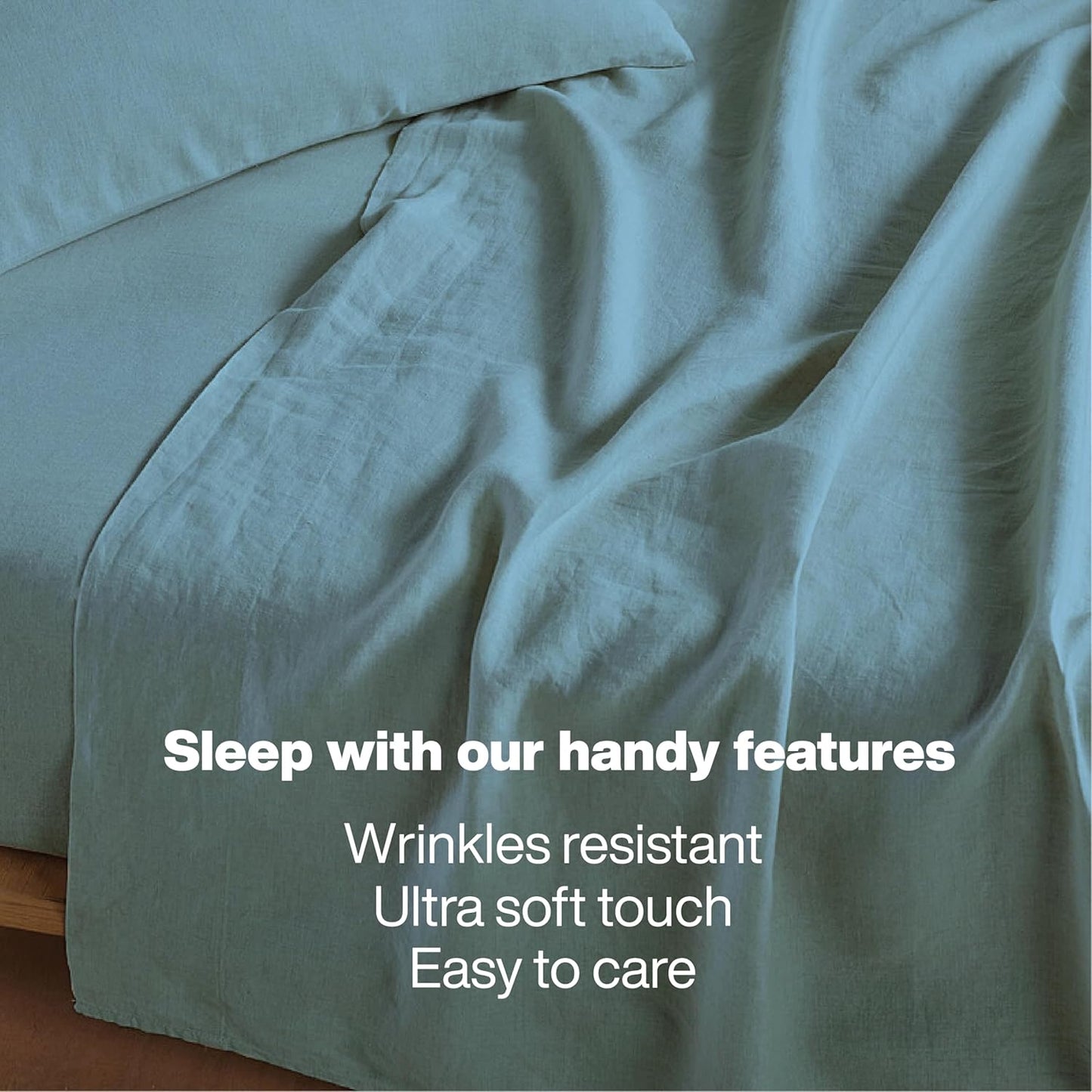 QUEENSBAY Queen Sheet Set - 4 Pieces Super Soft Microfiber | 16-Inch Deep Pocket, Cooling, Aqua Blue