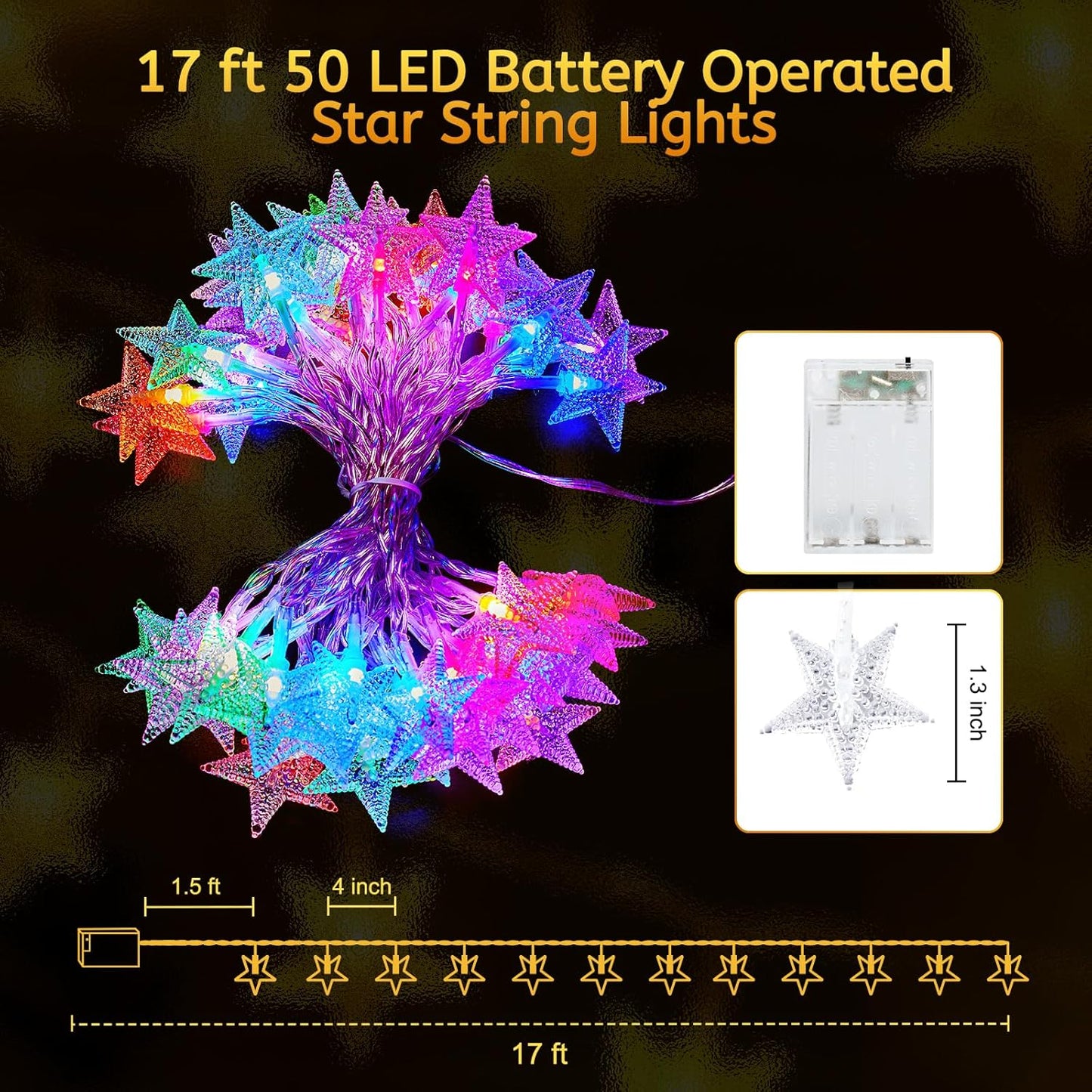 200 LED Fairy Lights with Remote & Timer - 16.4Ft Silver Wire Twinkle Lights for Indoor Christmas, Wedding & Party Decor