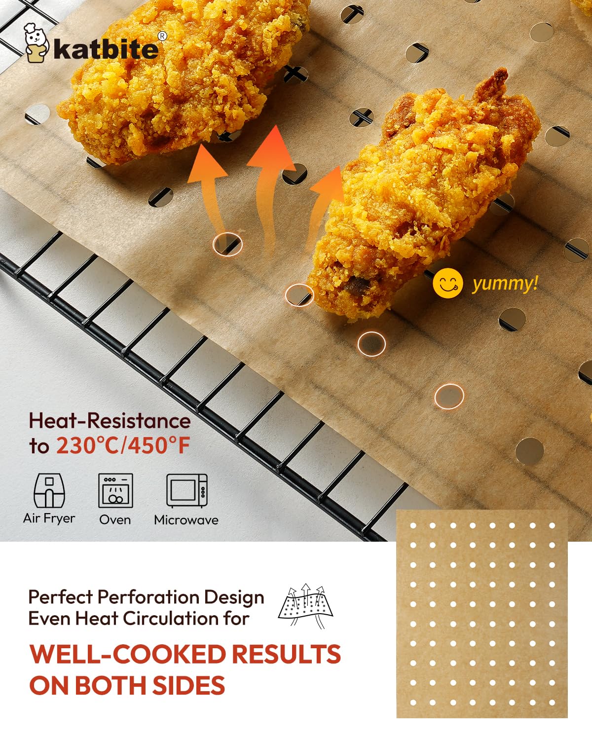 Katbite Air Fryer Parchment Paper Liners 180cs Airfryer Liners Disposable 9x11 Inch Perforated Parchment Paper Sheets Basket Liner Accessories For Toaster oven,Air Fryer, Fit Cuisinart, Ninja Foodi