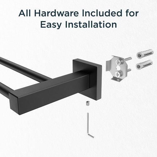 FORIOUS 24-Inch Double Towel Bar - Heavy Duty SUS304 Stainless Steel | Matte Black Finish for Bathroom Wall
