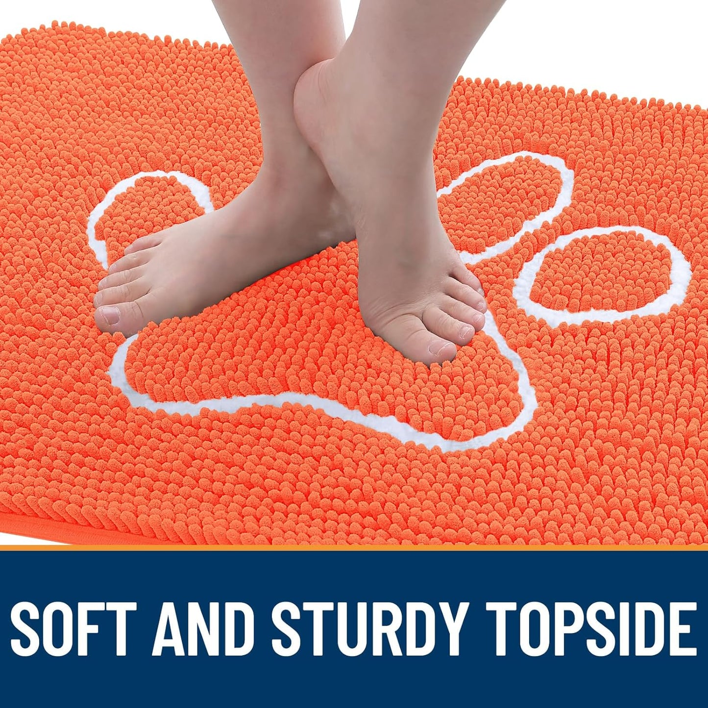 OLANLY Dog Door Mat - Absorbent Non-Slip Muddy Paws Design | Quick Dry Chenille 30x20 Coral