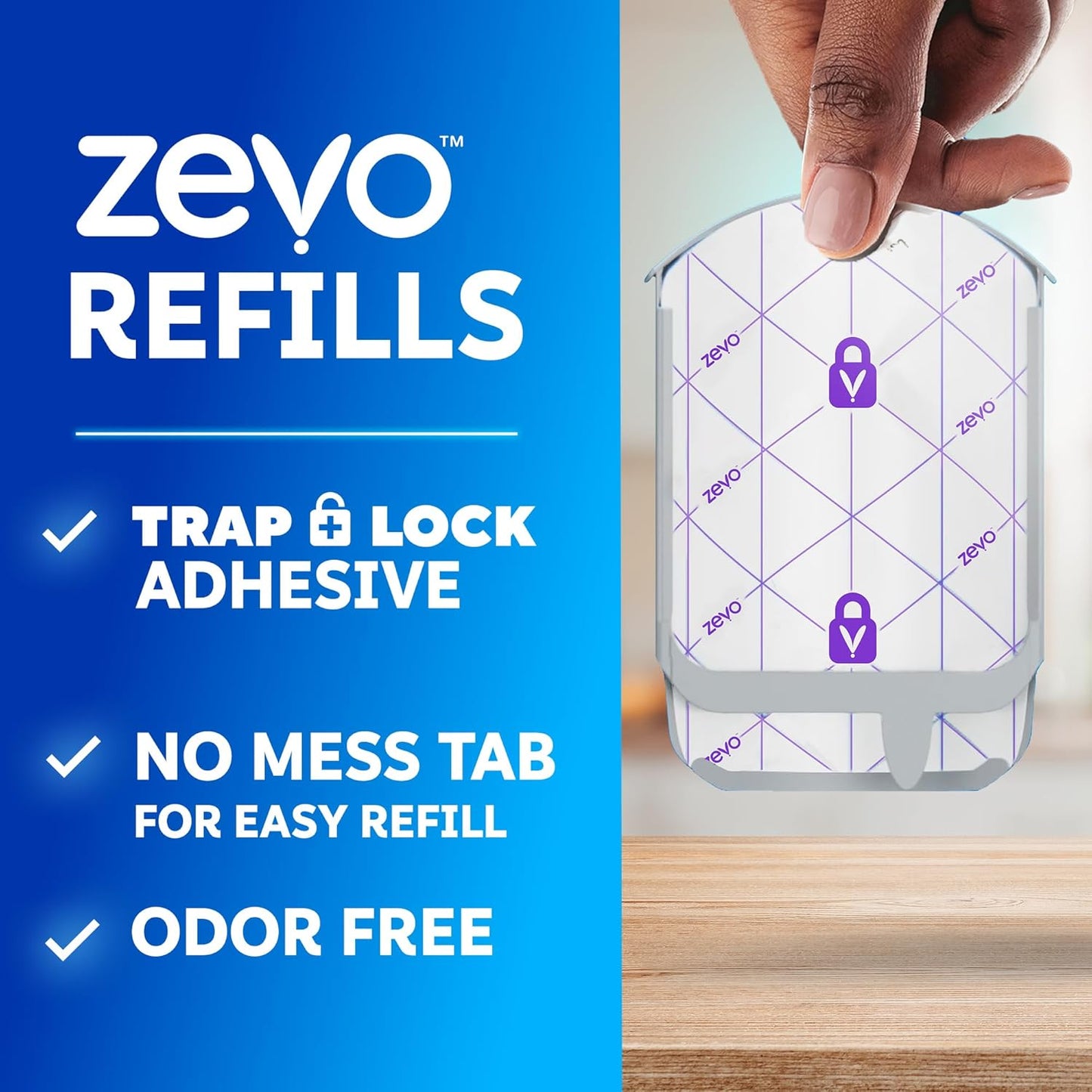 Zevo Flying Insect Trap Refill Cartridges - Trap+Lock Technology for Gnats & Flies | 6 Pack