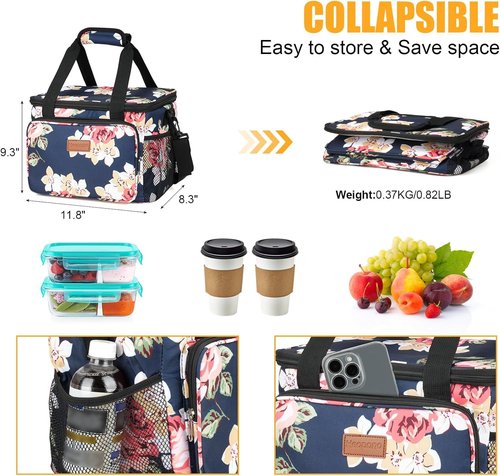 Coreskin Insulated Lunch Box for Adults, 15L Leakproof Cooler Bag with Multi Pockets, Adjustable Strap, Ideal for Work, Beach & Picnic