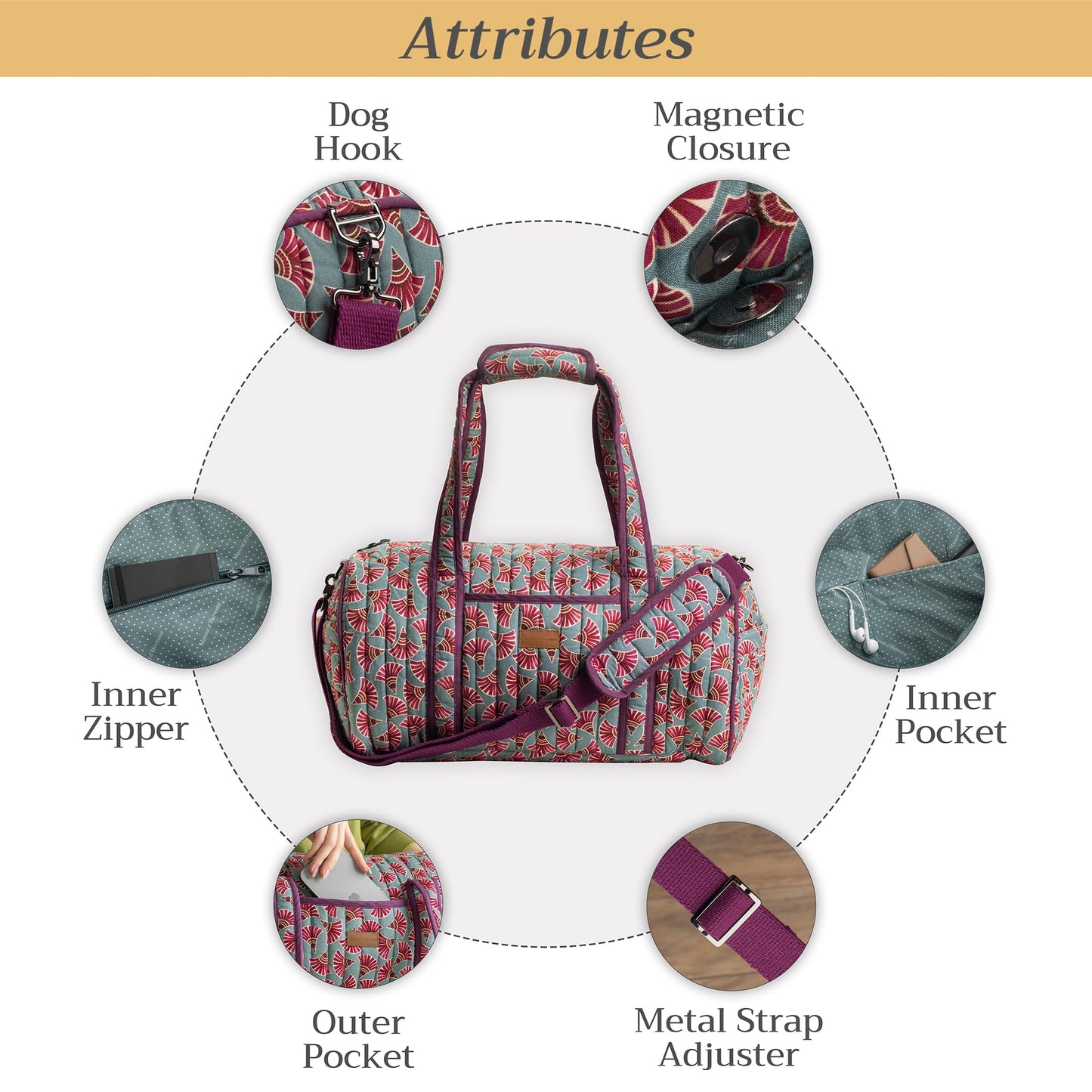 Maison d' Hermine Weekend Duffel Bags for Women Cotton Quilted Overnight Luggage Weekend Bag for Men Gym Sports Gifts Travel Business Travellers Trip Mothers Day Gifts -Bamako - Malia