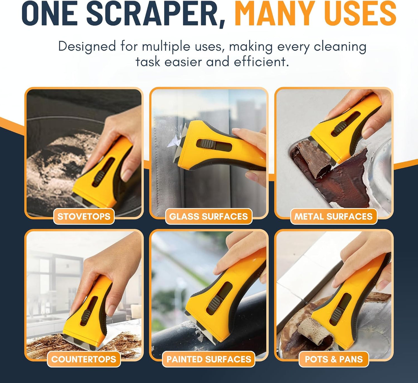 Oven Scraper Tool - Non-Scratch Glass & Hob Scraper with 15 Extra Blades | Kitchen & Window Cleaning