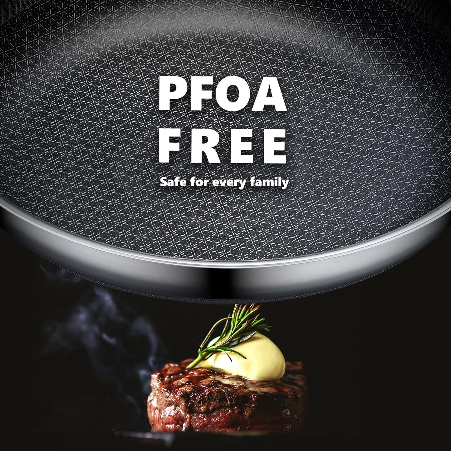 OATOFP Non Stick Frying Pans 12 inch, Hybrid Frying Skillets Nonstick with Lid,non stick Stainless Steel Pans, Dishwasher and Oven-Safe Chef Pan, Induction Compatible Cooking Pan, PFOA Free Cookware