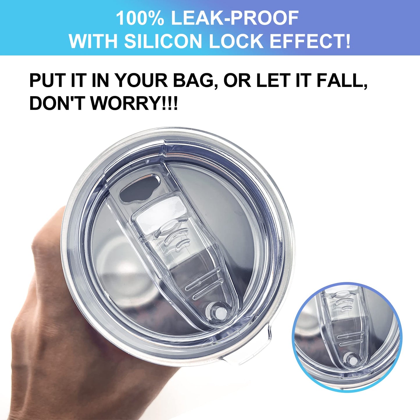 AICMEI 2 Replacement Lids for 20oz Stainless Steel Tumbler Lids-Replaces Only Covers With a Top Diameter of 3.4 inches（Bottom Diameter of 3.23 inches）