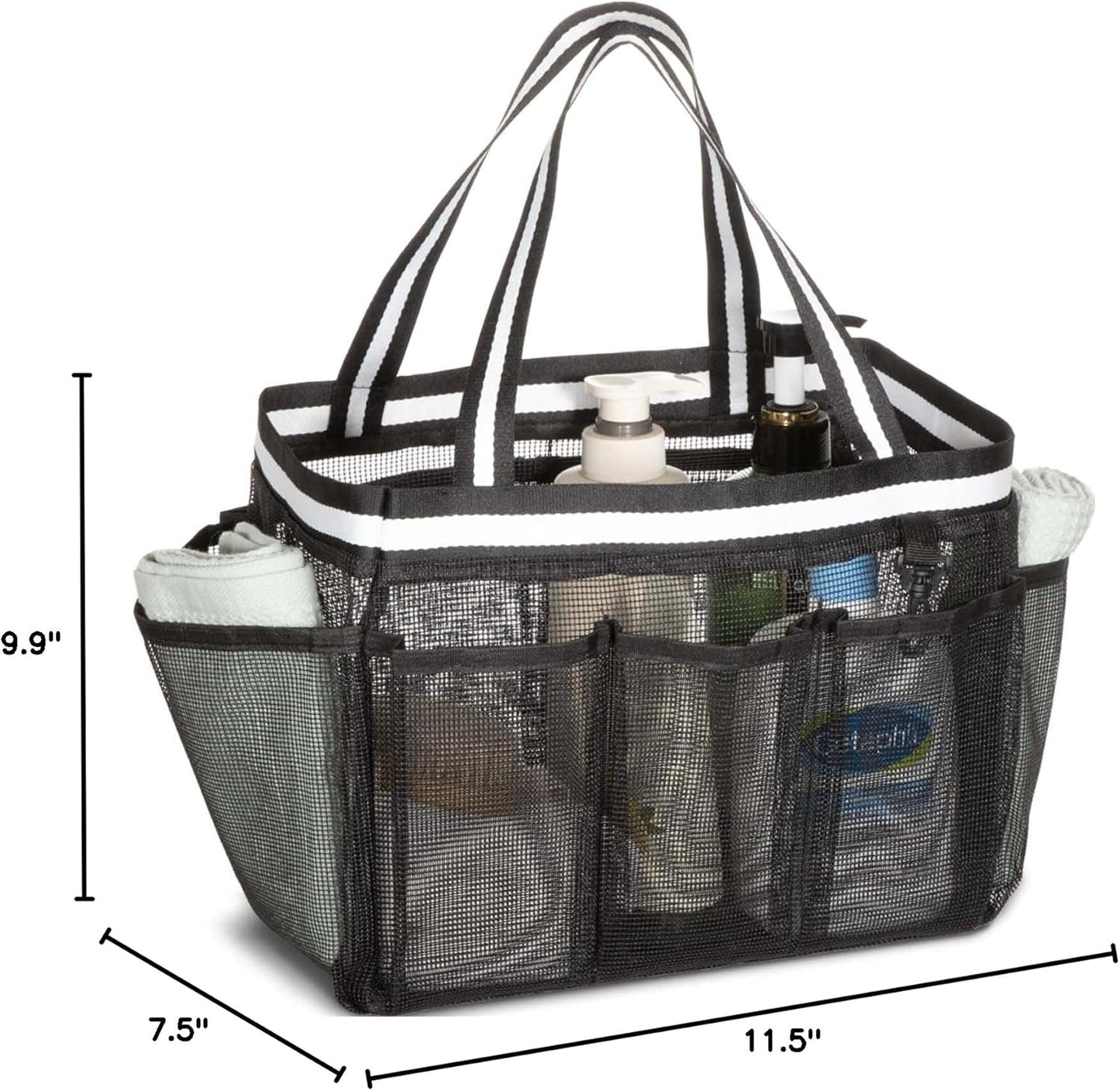 Skiennix XL Mesh Shower Caddy - Portable Shower Bag for College, Camping, Travel & Gym | Black