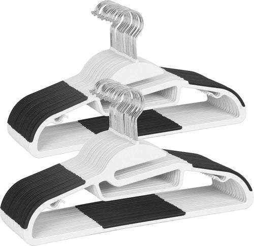 Finnhomy Heavy-Duty Plastic Hangers - Non-Slip Pads for Space-Saving Closet Organization | 50 Pack, White