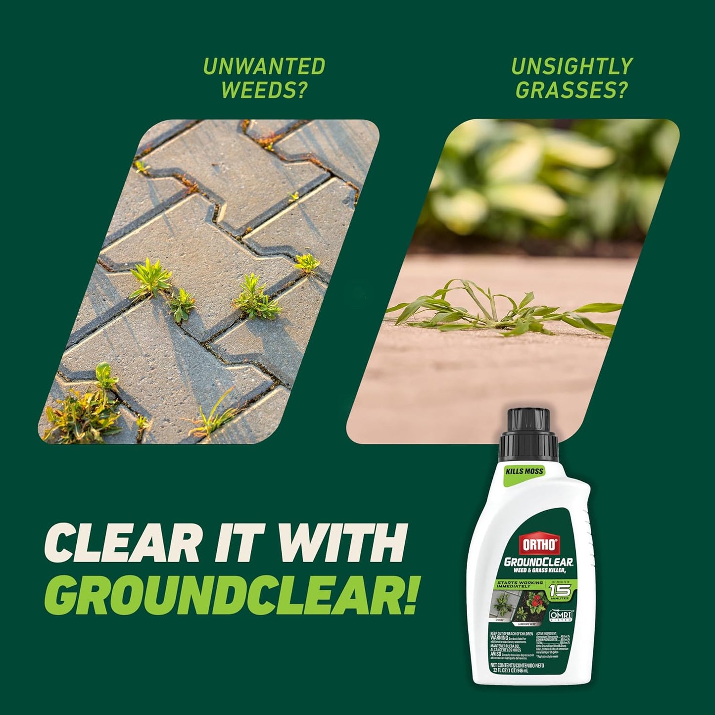 Ortho GroundClear Weed Killer Concentrate - Kills Dandelions, Crabgrass & More | 32 Fl. Oz.