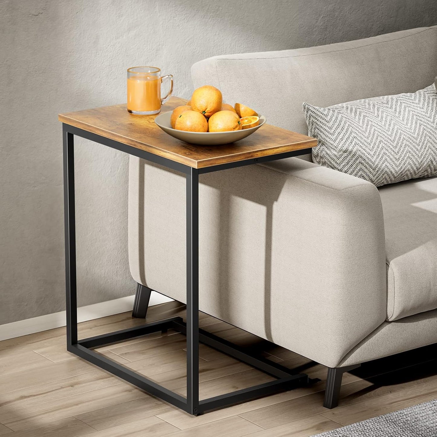 Pipishell C Shaped End Table - 27-Inch High Sofa Side Table for Living Room | Convenient Slide Under Design