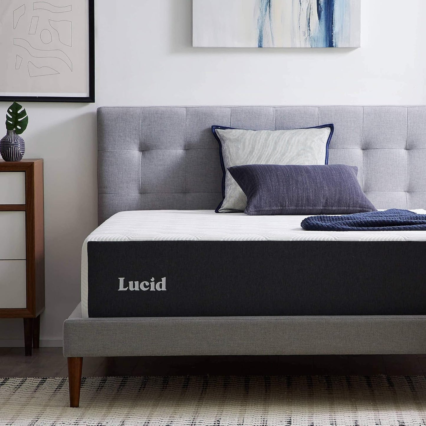 Lucid 14 Inch Memory Foam Mattress - Medium Plush Comfort with Bamboo Charcoal & Cooling Gel - Queen Size