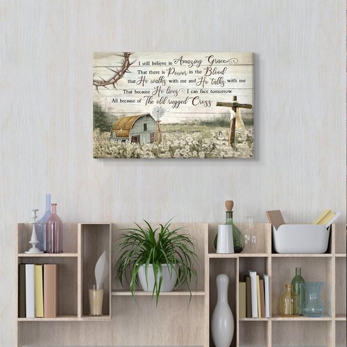 Christian Wall Art | HDXUFJQ Barn Windmill Canvas Decor - I Still Believe in Amazing Grace (12"x16")