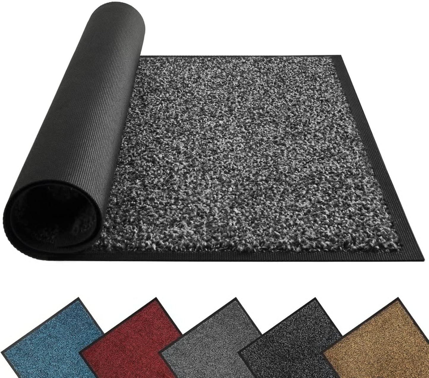 Mibao Welcome Mat - Non-Slip Waterproof Dirt Trapper Doormat | Durable Machine Washable, 29.5" x 17", Grey