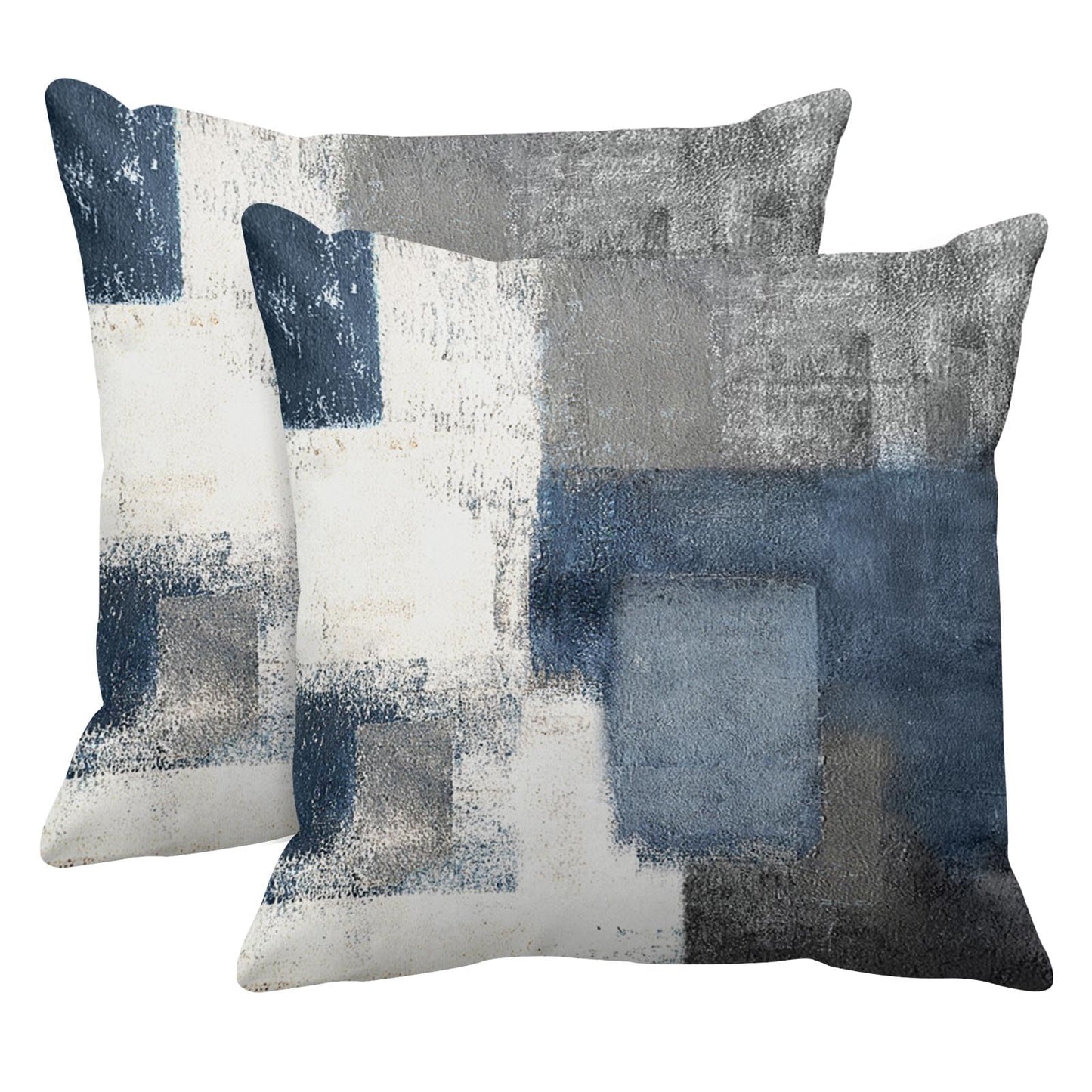 Taysta 2PC Lumbar Decor Throw Pillow Covers Blue and Grey Cushions Rectangle Design Abstract Art Painting Style Modern Contemporary Home Decorative Cushion Pillow Cases 18" x 18" Pillowcases