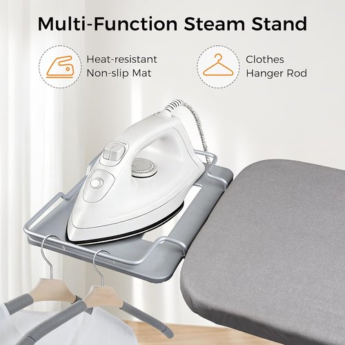 Hvygss Height-Adjustable Ironing Board - Heavy-Duty, Heat-Resistant Design | Foldable & Sturdy Steel Legs (Grey, 43x13)