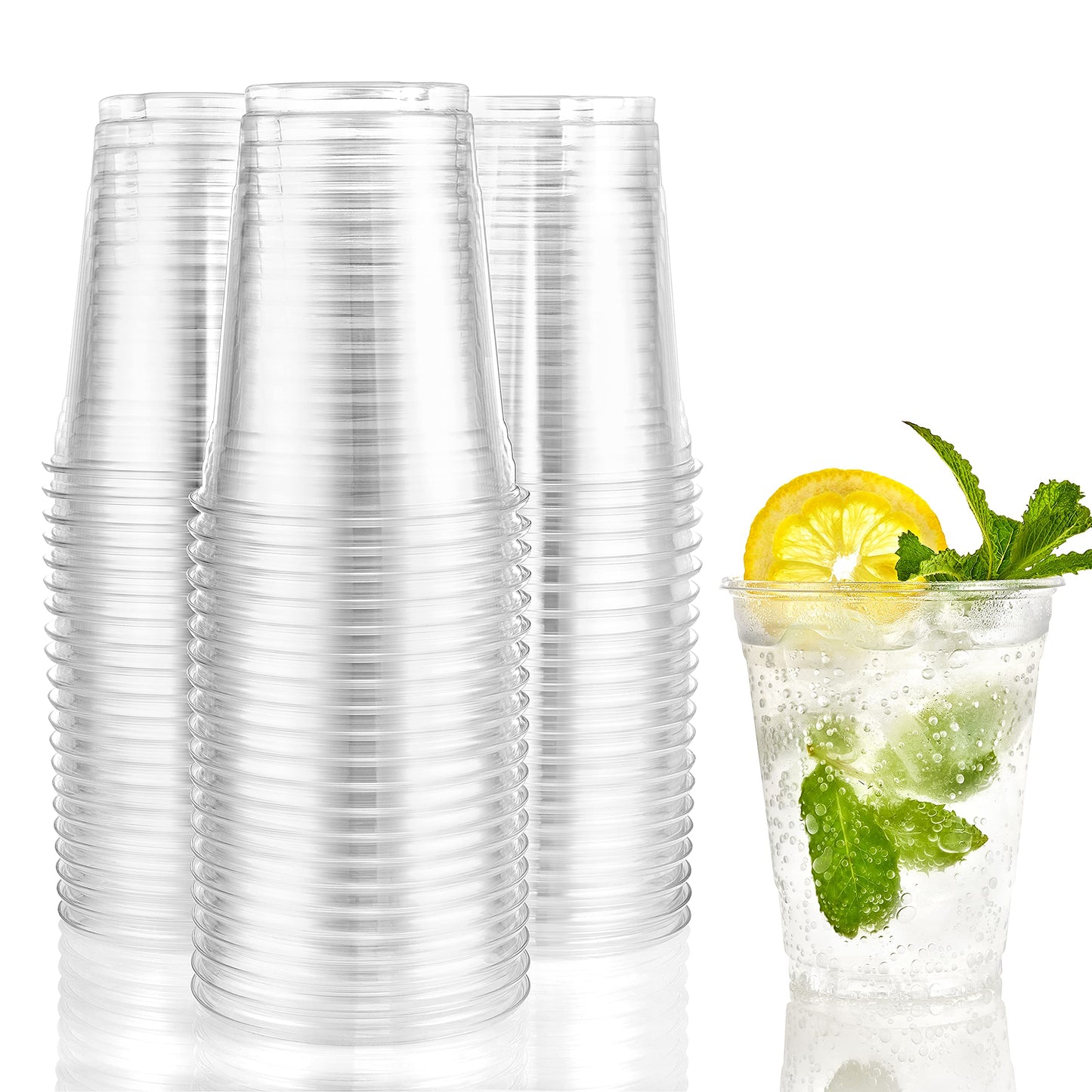 Nicole Home Collection 600 Count Disposable Plastic Cups, Crystal Clear, Durable PET 18 oz. BPA Free