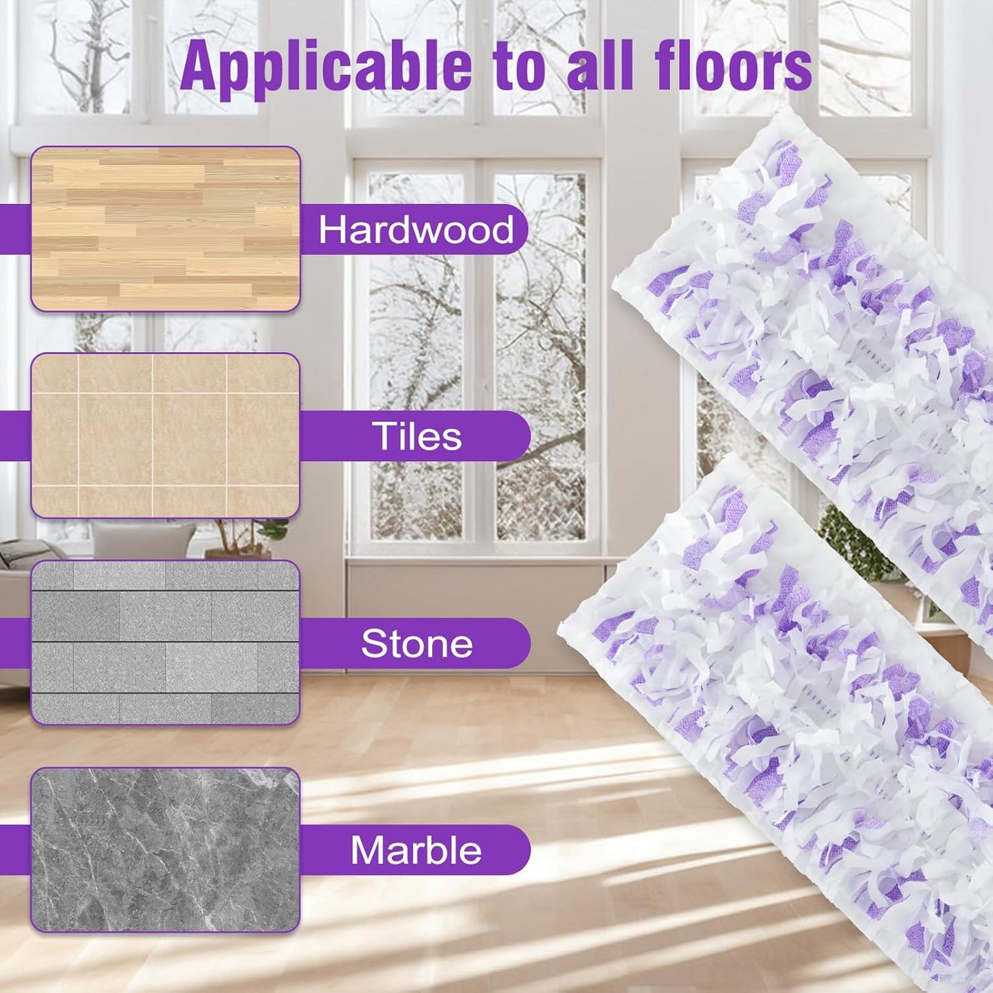 Swiffer PowerMop Refills - 24 Pack Unscented Thickened Mopping Pads for Multi-Surface & Wood Floors