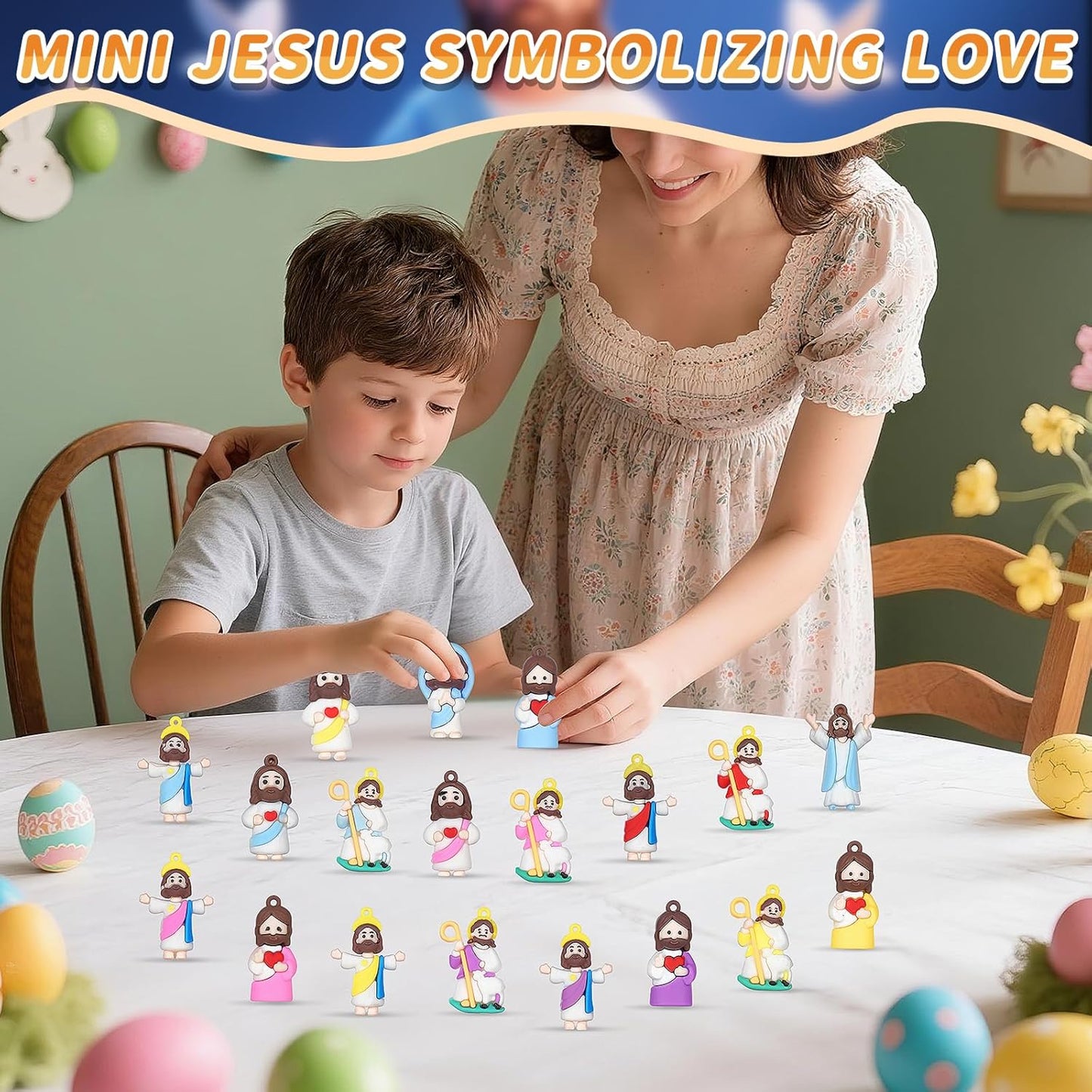 Mini Jesus Figures by [Brand Name] - 60PCS Easter Basket Stuffers | Tiny Pocket Figurines for Hide and Seek
