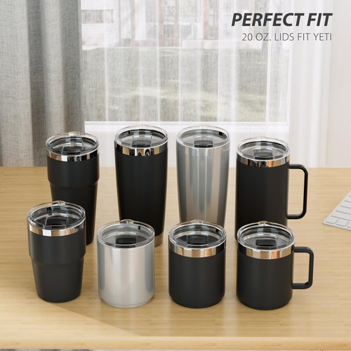 CeleVista 20 oz Tumbler Lid for YETI, Replacement Lid for YETI, 3 Pack Magnetic Travel Spill Proof Cup Covers with Slide Switch for 20 oz Tumbler & 10oz Lowball, 10 oz Mug, BPA Free (3 Pack)