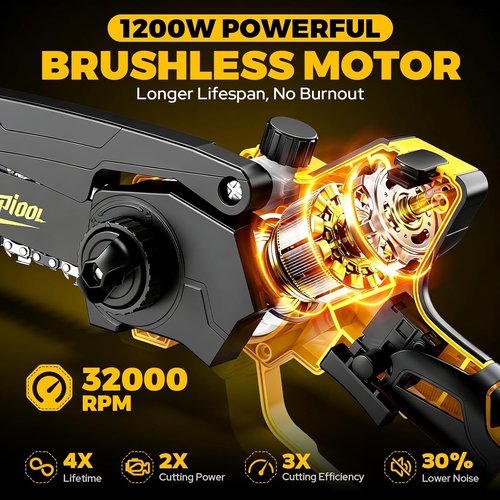 Dewalt Cordless Mini Chainsaw - 6 Inch & 8 Inch Brushless Electric Pruning Saw | Auto Oiler Included