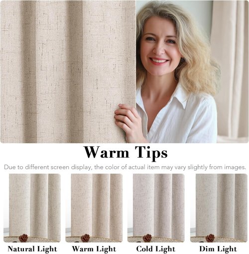 H.VERSAILTEX 100% Blackout Curtains - Full Light Blocking, Textured Window Drapes | 84-Inch Grommet Panels, Natural (2-Pack)