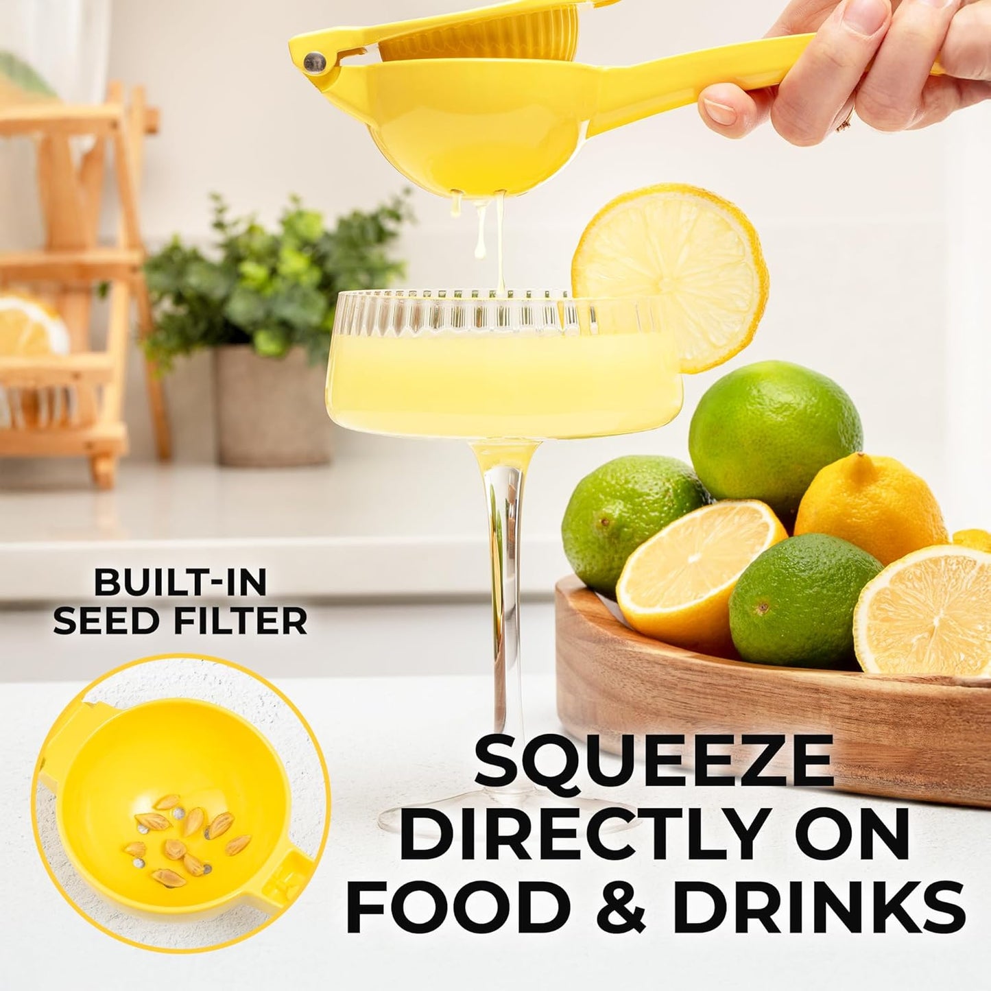 Zulay Kitchen Metal Lemon Squeezer - Easy-To-Use Handheld Citrus Juicer - Manual Press for Maximum Juice Extraction