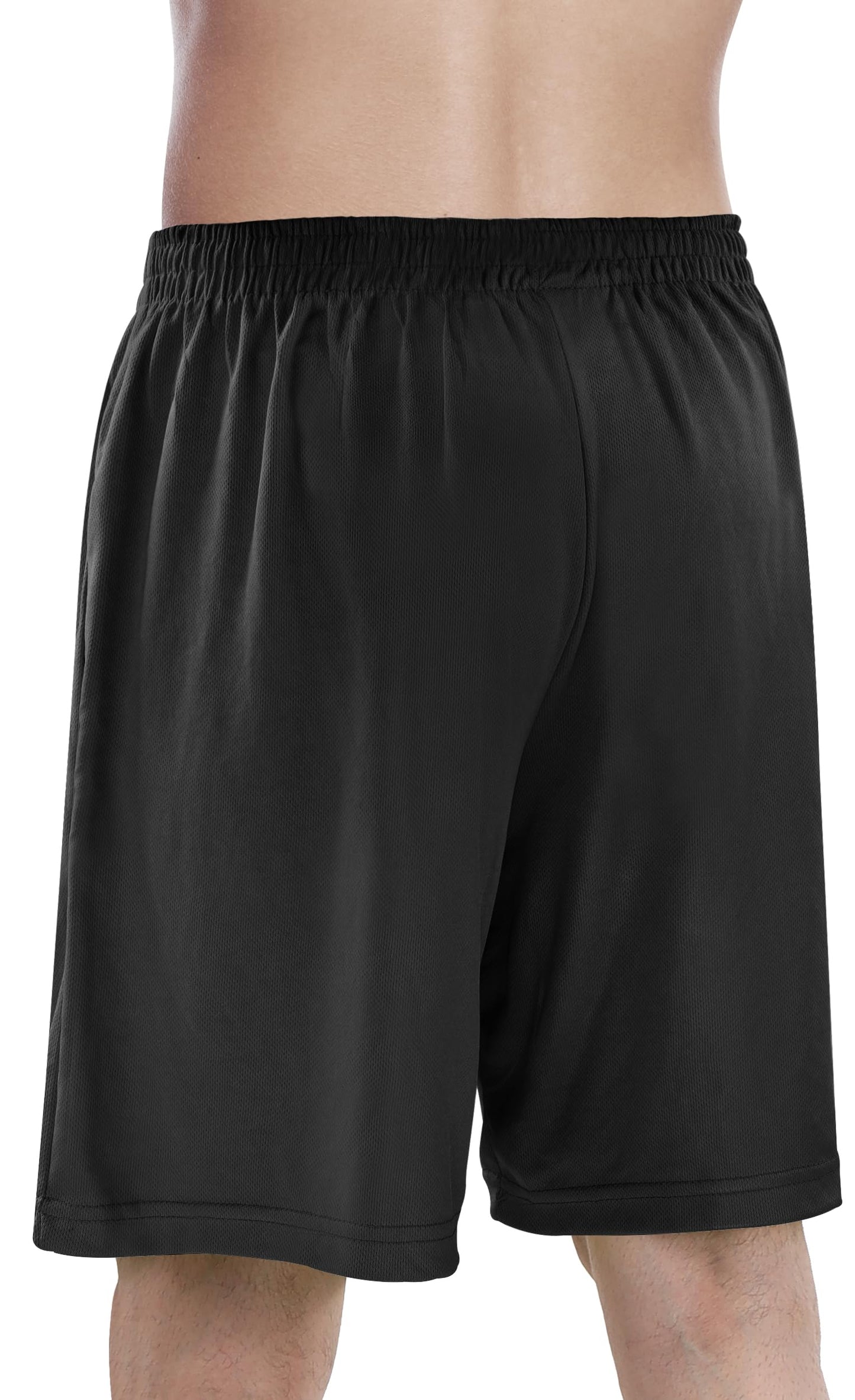 NY Threads Men's Athletic Shorts Quick Dry Loose-Fit Lightweight Running Workout Gym Shorts with Pockets, Large, Black