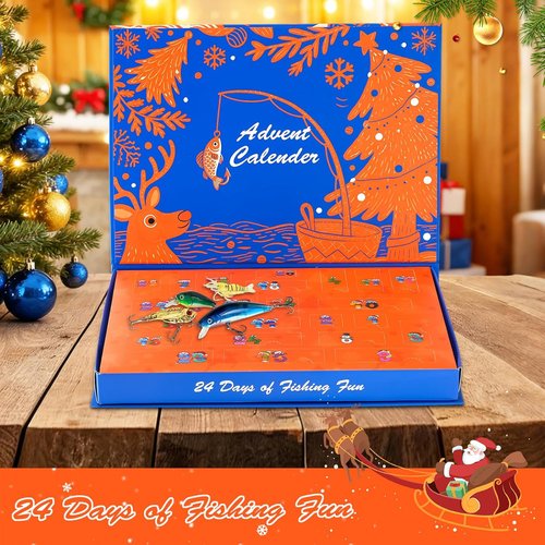 Fanfantoey Fishing Advent Calendar 2025 - Perfect Holiday Gift for Boys & Teens | Blue Lures Kit