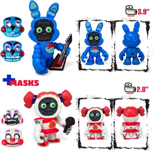 FNAF Mini Figures Collection - 12-Piece Set Inspired by Five Nights at Freddy's | Includes Masks & Characters
