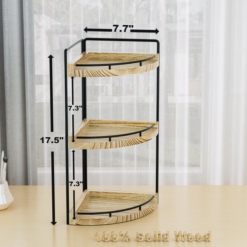 CeleVista Corner Bathroom Counter Organizer, 3 Tier Bathroom Storage Countertop for Skincare, Sink Shelf for Kitchen Decor, Vanity, Dresser, Makeup, Gift(Rustic Brown)