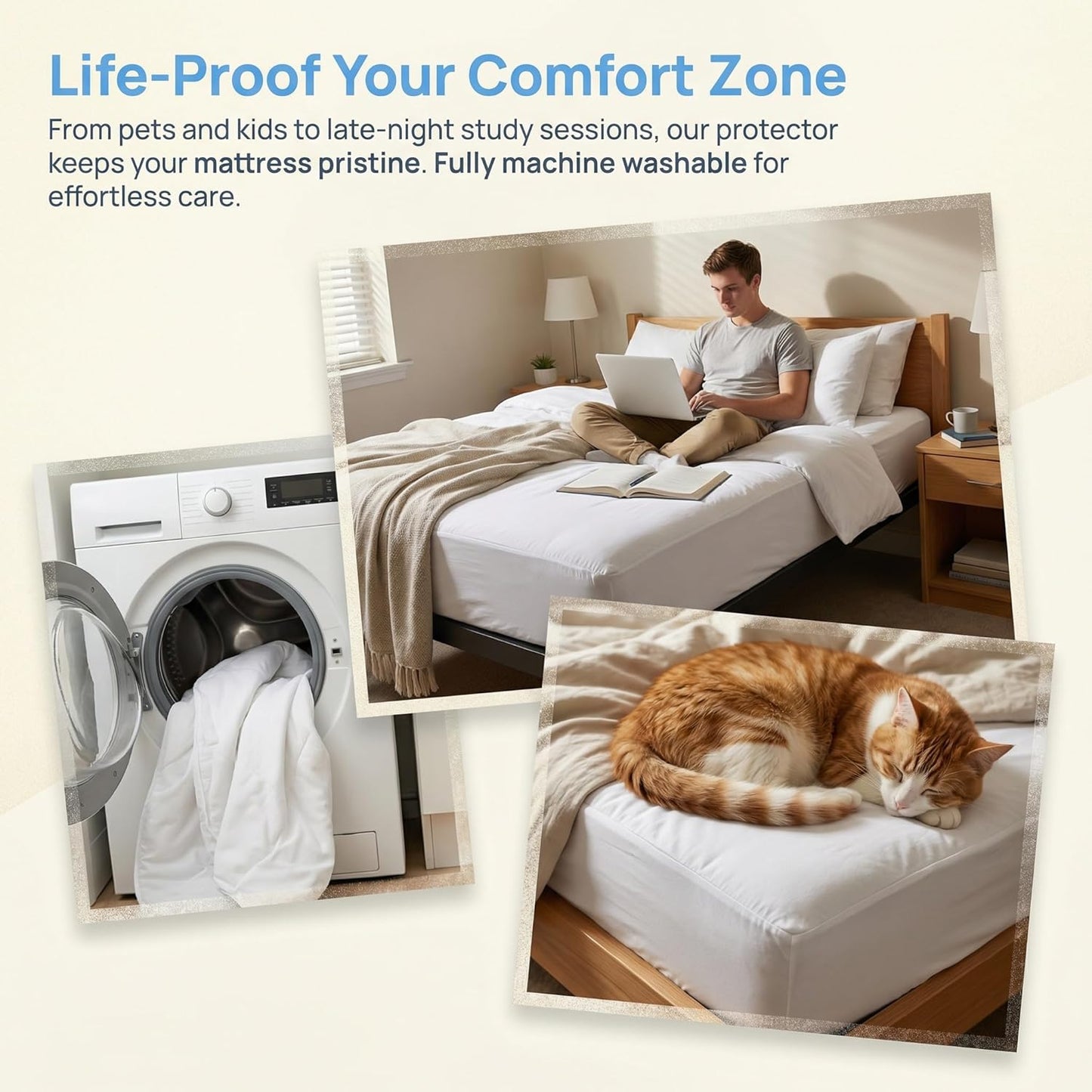 Skiennix Waterproof Mattress Protector - Twin XL, 6-9 Inch, Soft Terry, Hypoallergenic Cover for Dorms
